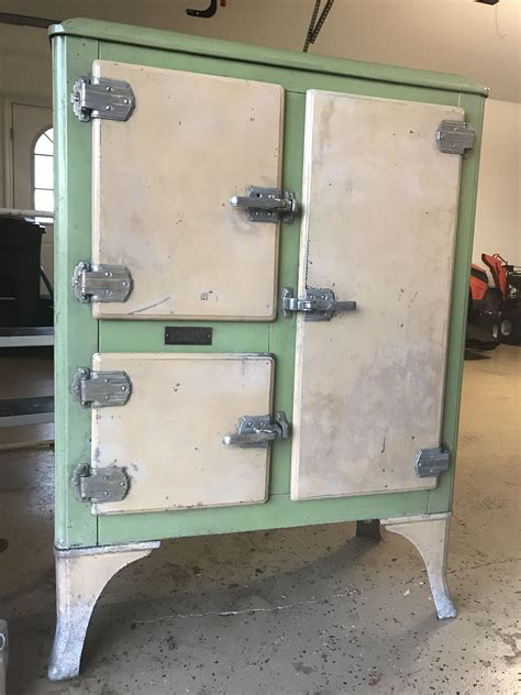 metal ice box restoration|antique ice box.